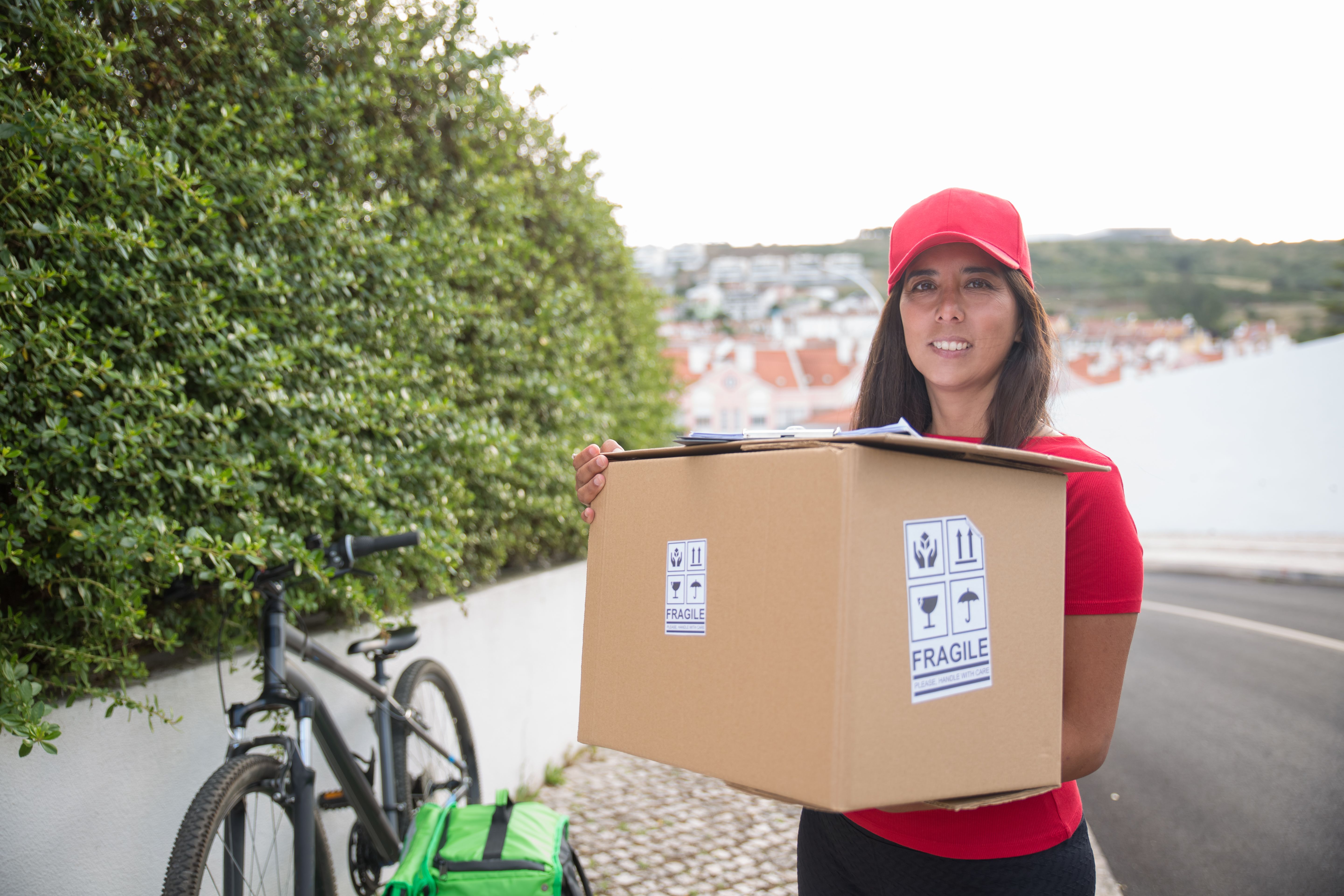 Package handed to a customer at the door